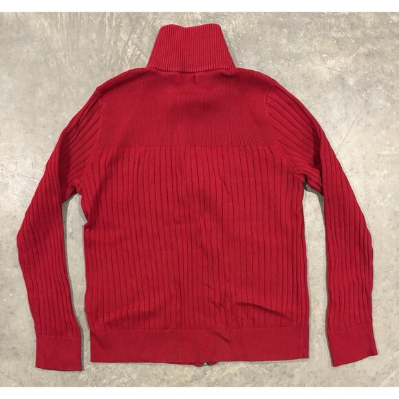 Vintage Eddie Bauer Sweater Womens XL Slim Red Cardigan Full Zip Knit Ribbed - Picture 2 of 6